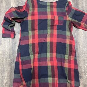 Source Unknown Plaid Midi Dress - Red, Green, Black